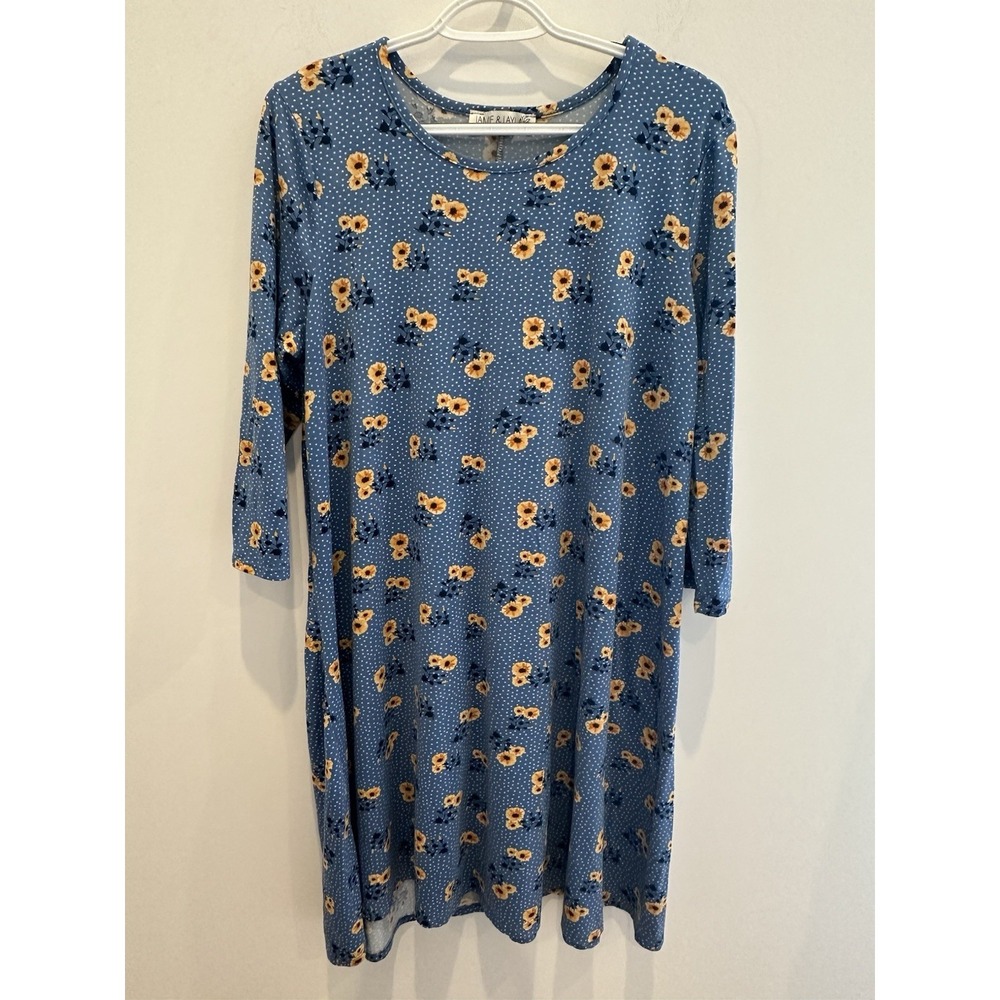 Jamie & Layla Womens 3/4 Sleeve Sleepshirt Sunflower Print Size L